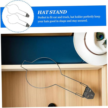 VOSAREA 2-Pack Cowboy Hat Holder for Truck Car - Heavy Duty Spring-Loaded Hat Rack for Vehicle Headrest - Metal Hard Cowboy Cap Holder for Truck Accessories