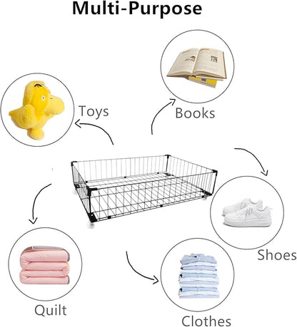 4 Pack Larger Under Bed Storage With Wheels,Rolling Under Bed Drawer,Under Bed Shoes Storage,Open Design, Large capacity,Suitable For Various Storage
