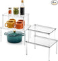 4 Pcs Clear Acrylic Cabinet Organizers, Stackable Countertop Spice Racks, Modular Shelf Risers for Kitchen Pantry Bathroom Desk Storage, Mixed Sizes
