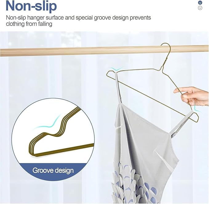 SPECILITE Wire Hangers 150 Pack, Metal Wire Clothes Hanger Bulk for Coats, Space Saving Metal Hangers 16.7 Inch Ultra Thin Non Slip with Groove, for Standard Size Suits, Shirts, Pants, Skirts-Bronze