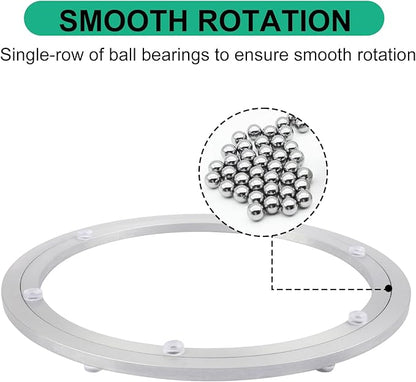2 Pack 12 Inch Aluminium Alloy Turntable Bearing, Heavy Duty Swivel Turntable Lazy Susan for Round Dining Table, 12" Smooth Swivel Turntables for Lazy Susan Dining Table?Silver