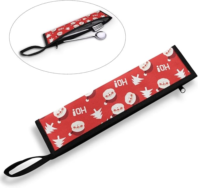 Cutlery Storage Bag Travel Silverware Case Utensil Pouch, Santa Claus