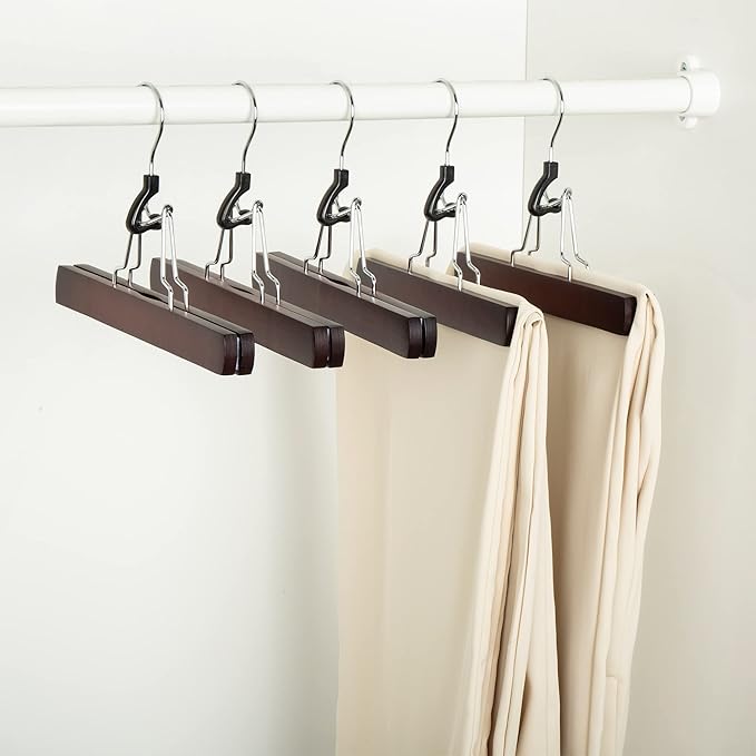 Amazon Basics Wooden Pants Hangers - Cherry, (Pack of 60)