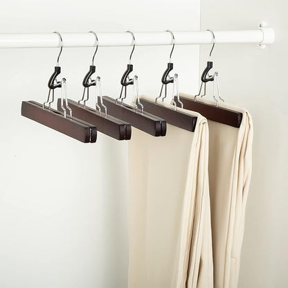 Amazon Basics Wooden Pants Hangers - Cherry, (Pack of 60)