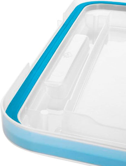 Sterilite 80 Qt Gasket Box, Stackable Storage Bin with Latching Lid and Tight Seal, Plastic Container to Organize Basement, Clear Base and Lid, 1-Pack
