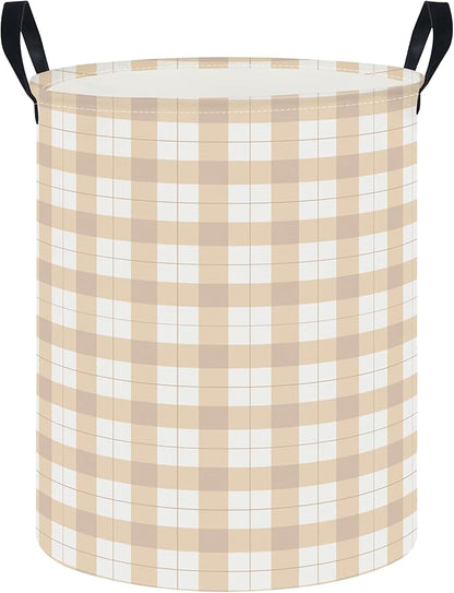 CLOCOR Large Laundry Basket,Waterproof Nursery Hamper,Collapsible Fabric Storage Container,Room Decor,Gift Basket（Yellow Grid