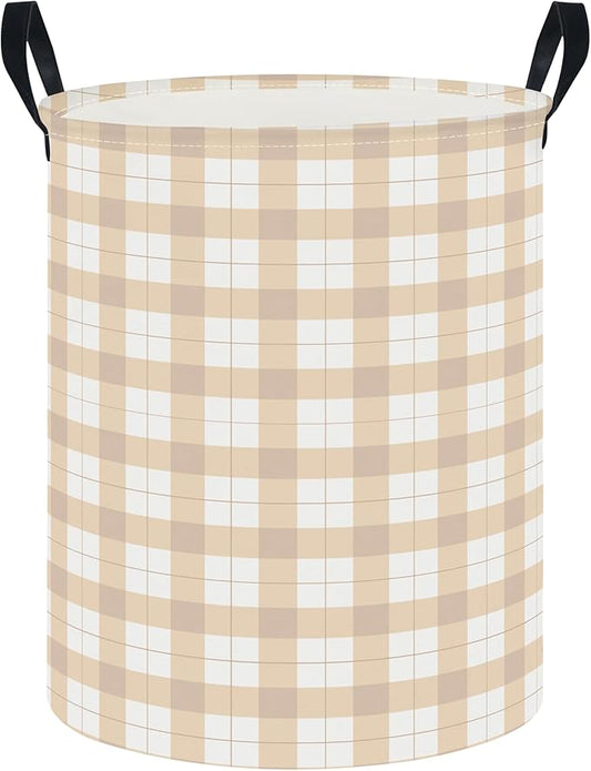 CLOCOR Large Laundry Basket,Waterproof Nursery Hamper,Collapsible Fabric Storage Container,Room Decor,Gift Basket（Yellow Grid