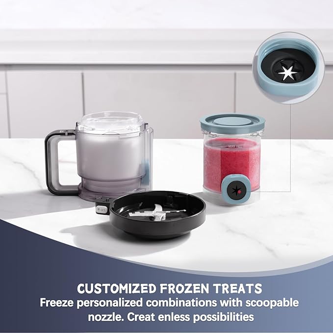 Replacement Pints and Colorful Lids for Ninja swirl creami NC700, NC701 Series Ice Cream & Soft Serve Makers, 4 Pack creami containers, 16oz swirl pints, Dishwasher Safe