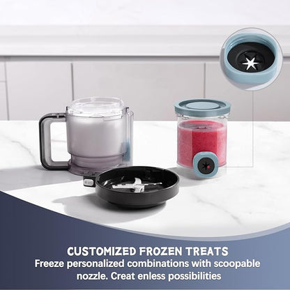Replacement Pints and Colorful Lids for Ninja swirl creami NC700, NC701 Series Ice Cream & Soft Serve Makers, 4 Pack creami containers, 16oz swirl pints, Dishwasher Safe