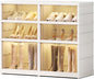 EHAMILY 3 Tier Foldable Shoe Rack Organizer for Closet 6-12Pairs Plastic Collapsible Shoe Racks Shelf for front door entrance Stackable Clear Folding Shoes Storage boxes XLarge Storage Cabinet