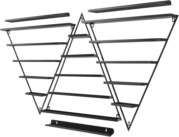 Metal Wall-Mounted Nail Polish Organizer Display Rack Cosmetic Display Case for Small Space, Vanity Bathroom (Black)