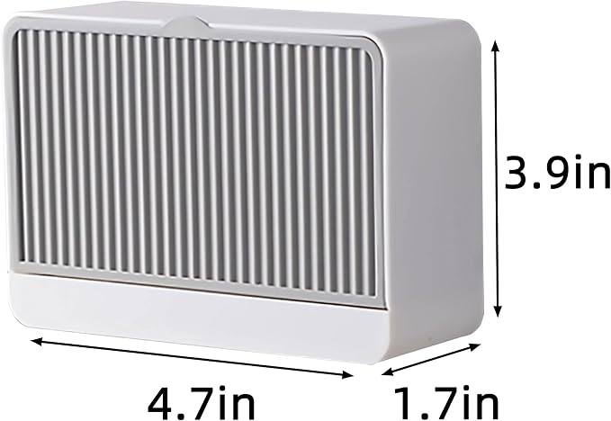 2 Pack Dust-Proof Soap Holder for Shower Wall, Adhesive Wall-Mounted Bar Soap Dish, No-Drill Plastic Soap Saver with Drain, xicveiuz White-Grey