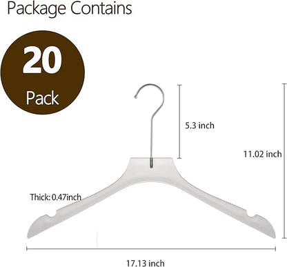 Crystal Clear Acrylic Clothes Hangers 20 Pack, Thin Non-Slip Suit Hangers, Heavy Duty Transparent Hangers for Closet Organization, Space-Saving(Smoky Gray)