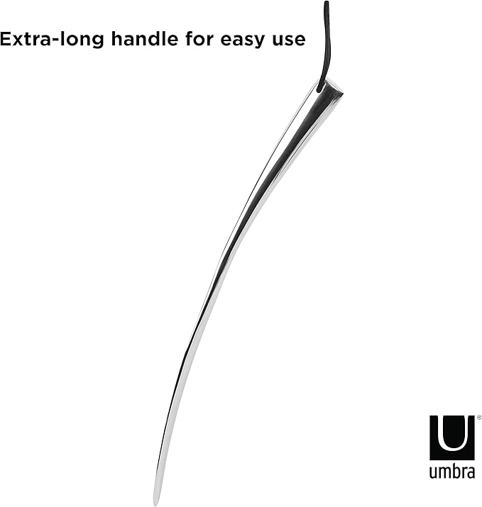 Umbra Shoehorn Premium Silver Long-Handled Metal 18 Inch Horn Stick for Men, Women, Kids, Boots Stainless Steel Heavy-Duty Shoes Remover, Aluminum, 0.4 x 0.4 x 0.4