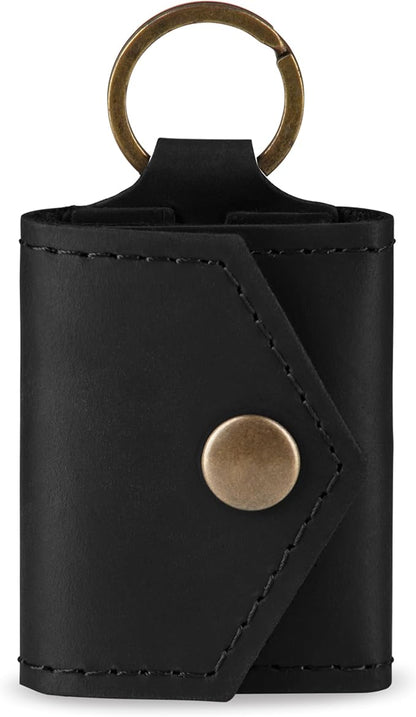 Leather Keychain Earrings Holder, Wedding Travel Case, Engagement Holder, Pouch Bag, Workout and Gym Ring Holder (Cognac)