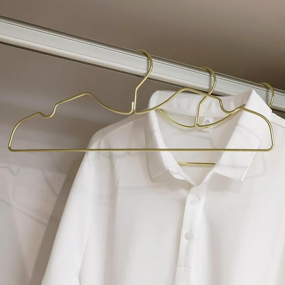 20 Pack Heavy Duty Metal Steel Wire Clothes Hanger, Ultra Slim & Short Neck Hanger,Space Saving Durable Non-Slip Felt Hangers, Closet Organizer for Home Dorm Laundry (Gold)