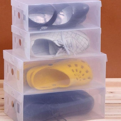 VICASKY 6pcs Large White Flip-top Shoes Storage Boxes 33x20x12cm Plastic Shoe Organizers Dustproof Containers for Home Closet Storage