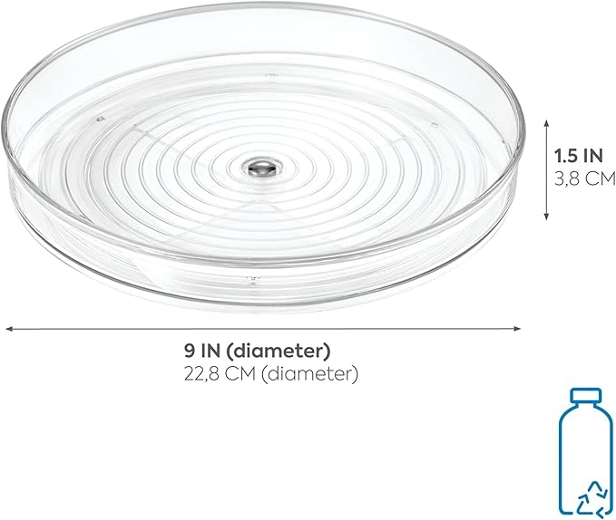 iDesign 9-Inch Lazy Susan Organizer - Small Lazy Susan Turntable for Cabinet or Pantry, Clear