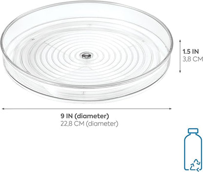 iDesign 9-Inch Lazy Susan Organizer - Small Lazy Susan Turntable for Cabinet or Pantry, Clear