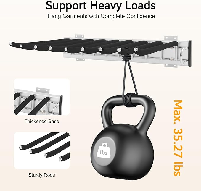 Pull Out Trousers Rack 9 Arms Closet Pants Hanger Bar Stainless Steel Rail Extendable Trousers Hanger for Clothes Towel Scarf Tie, 18.11x12.83in (Right Installation)