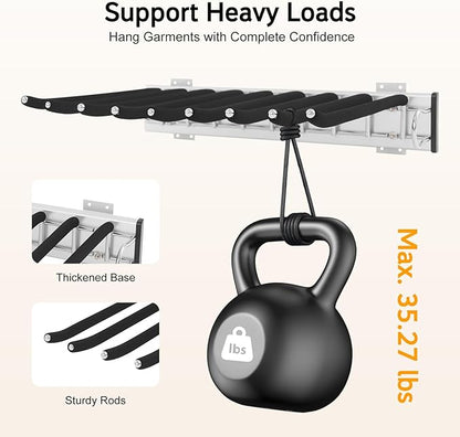 Pull Out Trousers Rack 9 Arms Closet Pants Hanger Bar Stainless Steel Rail Extendable Trousers Hanger for Clothes Towel Scarf Tie, 18.11x12.83in (Right Installation)