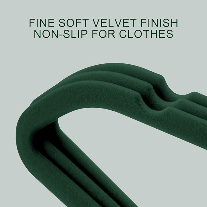 36 Packs Velvet Clothes Hangers, 17.3 Inches Non-Slip Skirt Hangers, Sturdy Dresses Hangers with Shoulder Notches, Space Saving Clothing Hangers for Adults, Dark Green with Gold Hook