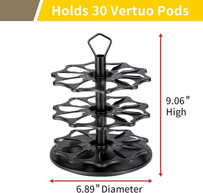 FlagShip Coffee Pod Holder Carousel 3 Tier for Vertuo Pod Holder Metal DIY Install Small for Vertuo Pod Stand (30 Pods Capacity)