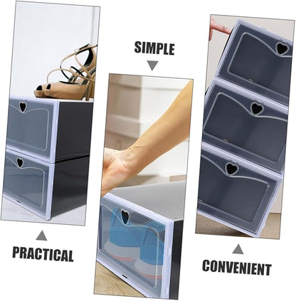 Luxshiny 6Pcs Shoe Storage Boxes with Transparent Lid Practical Shoe Organizers for Easy Access Stackable Closed Shoe Containers for Sneaker Shoe Organization
