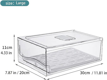 Diskary Fridge Organizer, Stackable Refrigerator Organizer Bins, Reusable Food Storage Containers, Fridge Drawer Organizer in Home Kitchen, Barbecue Shop, Restaurant, BPA-Free (2 Drawers, Large)