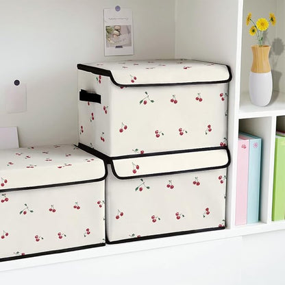 Stackable Clothes Storage Bins with Lids,Closet Organizers Fabric Cat Printing Box for Home and Office,Blanket Clothes Organizers,Under Bed Storage Containers 3 Pack.