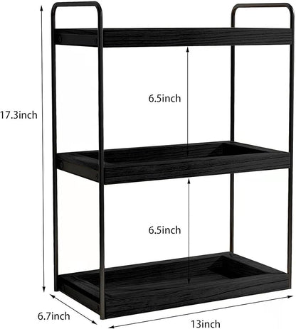 Dorhors 3 Tier Bathroom Counter Organizer,Countertop Bathroom Storage Shelf,Counter Tray and Vanity Organizer (Black)