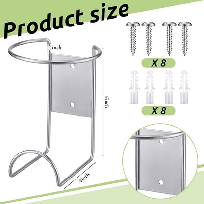 CroBlissful 4 Pcs Spray Bottle Holder Wall Mount Heavy Duty Spray Bottle Rack Stainless Steel Storage Rack Garage Can Organizer Craft with Hardware (Silver)