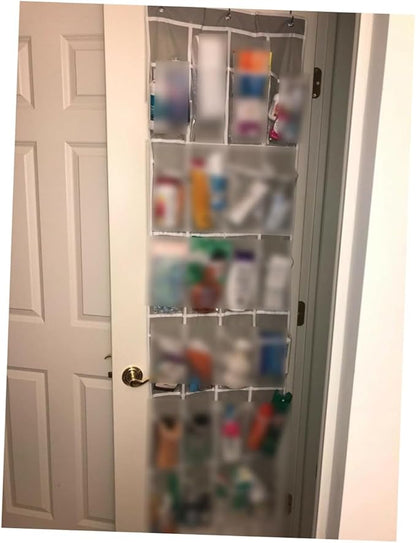 24Grid Transparent Hanging Shoe Organizer Bag Clear Wall Storage for Shoes Toiletries and Sundries Over the Door Bathroom Storage