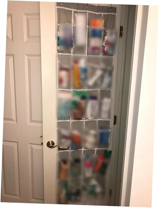 24Grid Transparent Hanging Shoe Organizer Bag Clear Wall Storage for Shoes Toiletries and Sundries Over the Door Bathroom Storage