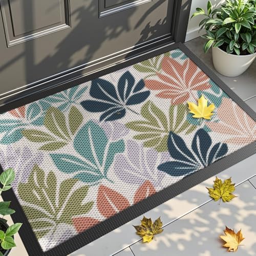 DEXI Front Door Mat Outside Entrance, 17x30 Fall Autumn Colorful Leaves by DEXI