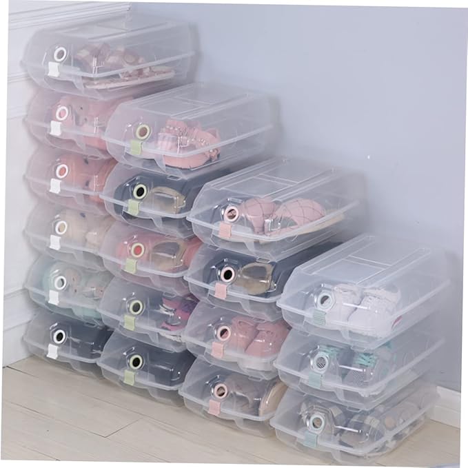 SOLUSTRE Thickened Flip Shoe Box Shoe Cube Organizer Lids Large Storage Box for Sneakers Plastic for Men Women