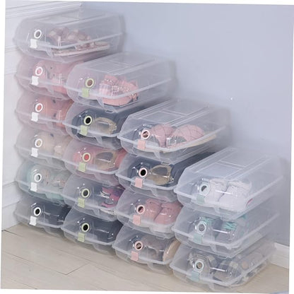 SOLUSTRE Thickened Flip Shoe Box Shoe Cube Organizer Lids Large Storage Box for Sneakers Plastic for Men Women
