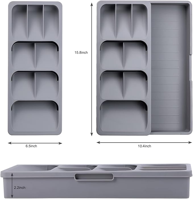 Silverware Organizer Storage Tray,Cutlery Expandable Organizer for Kitchen Drawer Holding Flatware Spoons Forks