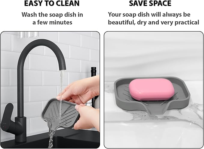 Silicone Soap Bar Holder: Premium Gray Self-Draining Soap Dish - Elegant Shower & Bathroom Solution