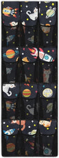 Planet Rocket Over the Door Shoe Rack 4 Shelf 12-Pocket Heavy Duty Hanging Storage Organizer No Drill Door Rack for Toys Snacks Shoes Large Storage Bag for Kids Room