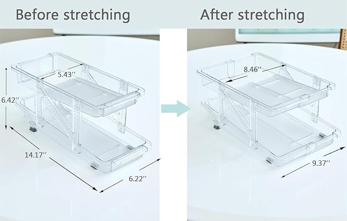 Soda Can Dispenser for Refrigerator,Stretchable Width Sode Can Organizer Stackable Drink Pop Can Organizer for Pantry,Cabinet,Canned Goods Holder, Clear