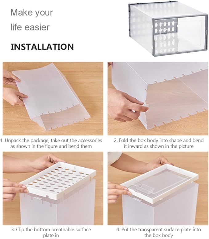 MAGICLULU Shoe Storage Boxes 3pcs 34x15.5x24cm Plastic Shoe Organizers Dustproof Moisture-resistant Storage Containers for Home Closet