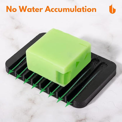 Urbanstrive Soap Dish Shower Waterfall Soap Tray Soap Saver Soap Holder for Bathroom, Kitchen, Counter Top, Flexible Silicone, Keep Soap Bars Dry, Easy Cleaning (Black)
