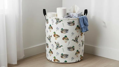 CLOCOR Large Laundry Basket,Waterproof Nursery Hamper,Collapsible Fabric Storage Container,Room Decor,Gift Basket（Mallard