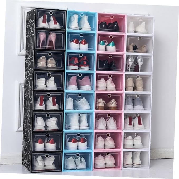 ABOOFAN 6pcs Plastic Shoe Box Storage Containers Stackable Sneaker Case Footwear Box Detachable Design