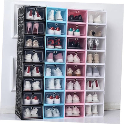 ABOOFAN 6pcs Plastic Shoe Box Storage Containers Stackable Sneaker Case Footwear Box Detachable Design