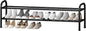 STO STO Long Expandable Shoe Rack 2-Tier, Adjustable Length 33.7”–47.5” Shoe Organizer, Metal Shoes Storage Shelf, Holds Up to 18 Pairs, Non-Slip Feet, for Closet, Entryway, Hallway, Front Door, Black