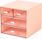 MILULUGO Makeup Organizer with 4 Drawers, Desk Organizer, Cosmetics Storage Box for nail polish, Lipstick, Brushes, Jewelry, Skincare, Bathroom Organization Boxes - Pink