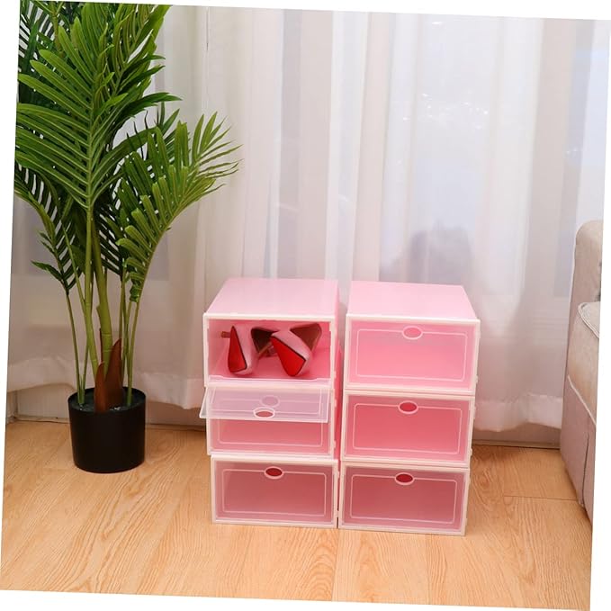 6pcs Thicken Shoe Boxes Storage Container Lids Stackable Shoe Racks for Home Office