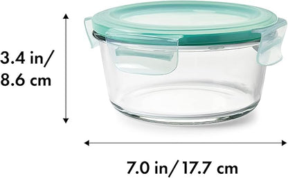 OXO Glass Food Storage Container, 4 Cup, Round | Smart Seal | Leakproof | Airtight | Pack of 2